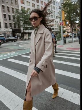 Zara Oversized Beige Wool Double-Coat